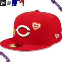 [미국정품] 853950 스냅백 캡모자 MLB [신시내티 레즈] 뉴에라 Chain Stitch Heart 59FIFTY Fitted Hat - Red