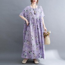 페이즐리 원피스 코튼 린넨 맥시 보헤미안스타일 B7