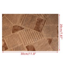 오일 방지 왁스 종이 식품 포장지 30 매 빵 샌드위치 버거 튀김 포장 베이킹 도구 패스트 푸드 오일페이퍼, brown S