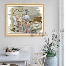 아트미니 실십자수 마음이 따뜻한 노부부 사랑 애정 도안 재료 세트 정통십자수, 44x36cm, 14CT면실