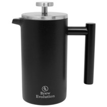 Brew Evolution 591.5ml(20온스) 스테인리스 스틸 프렌치 프레스 커피 메이커 | 이중벽 단열 및 차 브루어 포트 추출된 또는 차를 뜨겁게 유지 600ml 그레이