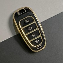 tk글로벌 그랜져 쏘나타 DN8 더뉴 그랜저ig 더뉴 싼타페 넥쏘 4세대 더 올뉴 투싼 NX4 스타이나라운지 아이오닉5 적용 키케이스 키홀더, 4버튼, 블랙