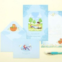 곰신기념일 이벤트 빨간머리앤 편지지 세트 5개 특이한편지, 04)블루