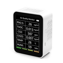 공기질 측정기 6 인 1 다기능 스마트 공기 감지기 WiFi PM2.5 T OC CO2 CH2O 온도 습도, 02 Standard White, 한개옵션1