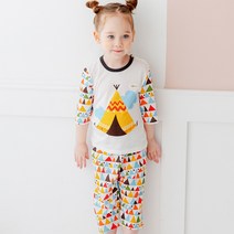 더미누 인디언텐트 겨자 무형광 자가드편면 칠부 실내복