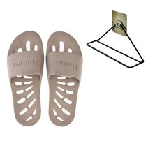 허니스 국산 항균 미끄럼방지 발등낮은 욕실화+걸이 세트, 브라운