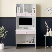 블랑누보 딜리 책상책장세트 1인용 공부방 책상 세트, 파스텔핑크(800책상+책꽂이)