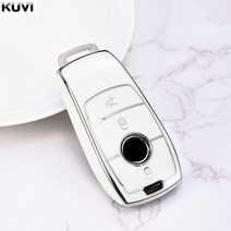 벤츠마크 전기 도금 TPU 자동차 키 케이스 커버 셸 Fob 메르세데스 벤츠 A B C E S 클래스 W204, 04 B style white