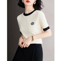 여성 니트티 반팔 V넥 카라 여자 여름 니트 반소매 여름니트티 정장 카라티 니트카라티 인박카010