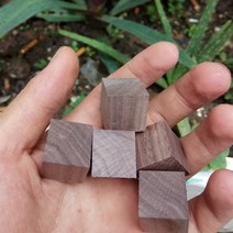 DIY 제작용 가로세로 2cm 나무토막 큐브 월넛 느티나무 조각 퍼즐 목재 정육면체 5개 묶음 (미채색), 흑월넛 5개