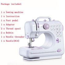 니팅머신 Fanghua-다기능 미니 재봉틀 505A 12 스티치 교체 가능 11 개 노루발 전원 공급 장치 LED 조명 재봉 클래스, [01] 220V EU Plug, [01] A STYLE