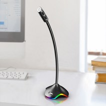 Elsecho 콘덴서 방송용 게이밍 USB 스탠드마이크, USB 블루라이트