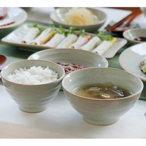 설레이는 봄빛 여울 공기 대접 면기 3종 세트(밥 국 그릇 국산 도자기 한정식 식기), 퓨어 화이트