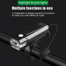 mtb산악자전거 성인 2022 T6 자전거 라이트 USB 충전 경적 헤드 Mtb 산악 전면 램프 손전등 랜턴 토치 액세, 01 black