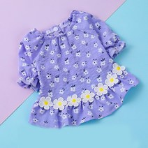 데이지 드레스 애완 동물 옷 개 고양이 여름 꽃 공주 포메 라니아 Bichon 테디 작은 얇은 치마 용품, 02 보라색_05 XL