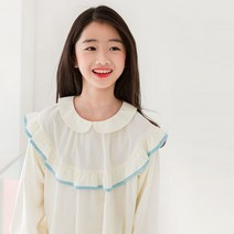 에코 아동 여아 주니어 배색 프릴 카라 원피스