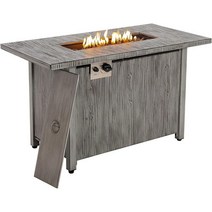 Tangkula 43인치 프로판 화덕 테이블 Patiojoy 50 000 BTU 야외 프로판 가스 난로 테이블 나뭇결 탁상 은신처 탱크 보관소 용암석 방수 커버가 있는 직