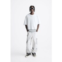 독일 자라 ZARA 슬로건이 있는 CROPPED 티셔츠 - 굴 화이트