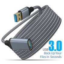USB 3.0 케이블 연장 남성 여성 데이터 5Gbps USB3.0 코드 PC TV 프로젝터 빠른 속도, Grey _5m