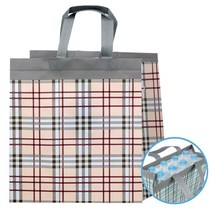 튼튼한 코팅 부직포백 20장 장바구니 행사 이벤트 가방 책 선물 포장 마트 가게 슈퍼 시장 홍보 재활용, 20개, 코팅체크백 중 아이보리