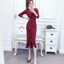 아나운서원피스 롱 키작녀 상견례 드레스 돌맘 원피스 빅사이즈 옷 마인 결혼식 면접 주수 가을 겨울 하객