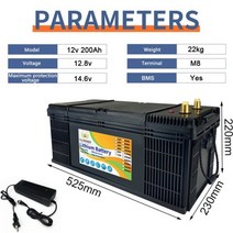 LiFePO4 배터리 팩 12V 100Ah 120Ah 200Ah 리튬 RV 캠핑 햇빛차단열 골프 카트 3000 사이클 이상 해양 에너지, CHINA, 12V 200Ah 525 USB