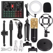 BM800 마이크 D6 사운드 카드 믹서 콘덴서 Led 링 라이트 전화 라이브 스트림 게임 삼각대 스탠드 USB BT 녹음 전문가, Golde Type A_1, 01 Golde Type A
