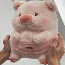 부끄부끄 돼지인형 식빵 핑크 쿠션, 룰루 돼지, 30cm