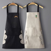 YISOKO 1+1 핸드타월 방수 앞치마 주방앞치마, 블랙+회색