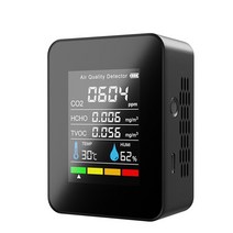 공기질 측정기 새집 5 in 1 Digital CO2 Meter Temperature Humidity Ssor Tester Air Quality Monitor maldehyde D, [02] Black