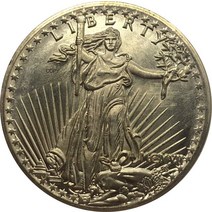 중국 희귀 동전 엽전 미국 1907 년 미국 20 달러 세인트 고덴 더블 이글 로마 숫자 무모토황동 금화 금속, 02 YELLOW