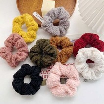 올림 반묶음 머리 후리스 헤어끈 곱창 밴드 머리끈, 인디핑크
