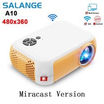 Salange 미니 프로젝터 A10 480360 픽셀 미니 비머 지원 1080P 휴대용 USB 비디오 프로젝터 홈 시어터 키즈 선물 시네마, Yellow Miracast+영국 플러그