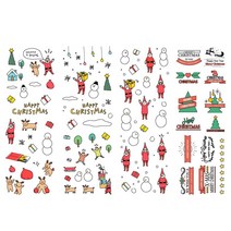 베이비클로 마스크 판박이 타투 스티커 4종 세트, 26.크리스마스-손그림성탄절, 1세트