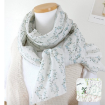 국산 플로라 거즈면 머플러 빈티지 내츄럴 꽃무늬 롱스카프