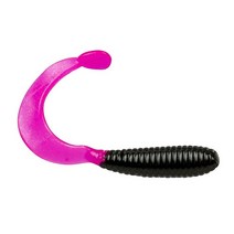 Bobby Garland Hyper Grub 곱슬꼬리 수영베이트 크래피 낚시 미끼 5.4 cm 18개 팩 전동 치킨, Black Hot Pink