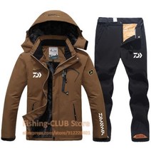 겨울낚시복 방한복 점퍼 신제품 남성용 겨울 낚시 의류 방수 따뜻한 스노우 플리스 재킷 바지 바람막이 야외 산악 의류 세트 복장, 아시아 6XL EUR 4XL, 아미 블랙 세트