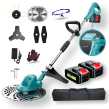 피앤케이 초경량 충전식 예초기 전동 무선 가정용 벌초 제초기 미니 잔디깎기, 브러시리스 표준모델, 배터리 2개 풀세트