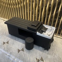 미용실 샴푸 의자 헤어샵 체어 이발소 샴푸대 바버샵 살롱 헤어, 업그레이드 블랙 기본+스툴