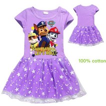 강아지 드레스 원피스 공주옷 화동 Paw Patrol Girls Skirt 여름 코튼 반팔 만화 그림 프린트 아동복, [02] 120cm, [03] 3