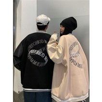 봄 남자 야구 유니폼 고급 PU 가죽 스티치 자켓 어 스타일 수 놓은 작업복