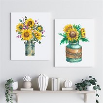 셀러허브 감성 수채화 해바라기 그림 액자 No11 20 캔버스 50호, 20번／50호80x117cm(캔버스액자옆면흰색)