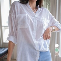 [나크21] (55~77) 차이나넥 롤업소매 린넨 셔츠 NK21-T-41