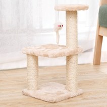 고양이 장난감 스크래치 포스트 사이잘 로프 작은 3 레이어 고양이 나무 고양이 스크래처 갈기 발톱 등반 프레임 포스트 애완동물 가구, 하얀