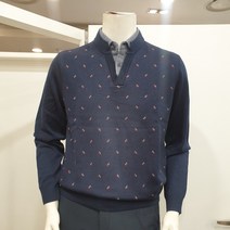 올포유 겨울 남성 시즌오프 80% 모혼방 고급스러운 캐주얼 잔패턴 니트 이중에리 스웨터 AGSPK9311