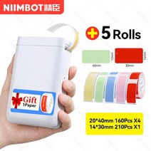 Niimbot-D11 Plus D101 열전사 프로젝터 잉크리스 휴대용 포켓 라벨 메이커 휴대 전화 가정 사무실용 스티커 인쇄 기계, [08] Add 5White B, 08 Add 5White B