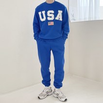 베럴댄나우 남자 특양면 기모 USA 자수 오버핏 후드 맨투맨 조거팬츠 트레이닝복 세트