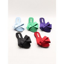코지 여자 프라이빗 공단 왕리본 4cm 슬리퍼 플랫슈즈