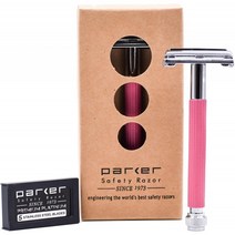 일본배송 Parker Safety Razor 29L롱 핸들 여자 접영 오픈 안전 면도기 그리고 5백금 더블 에지 면도날핑, 1