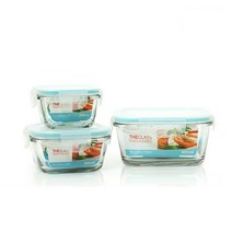 더글라스 반찬통 정사각형 유리 밀폐 용기 3종(200 380 900ml) 택1, 더글라스 정사각형 900ml